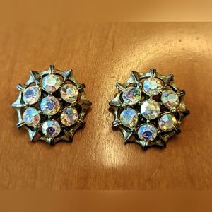 Vintage 1950s Clip-on Gemstone Earrings Madmen